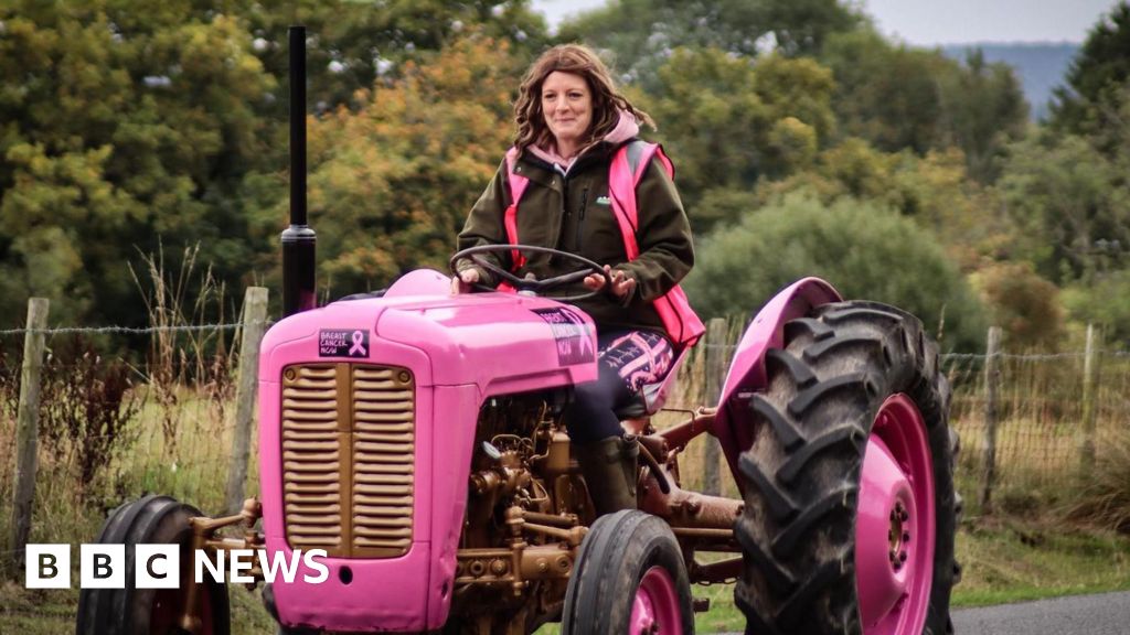 Pink tractor leads North Yorkshire breast cancer awareness parade
